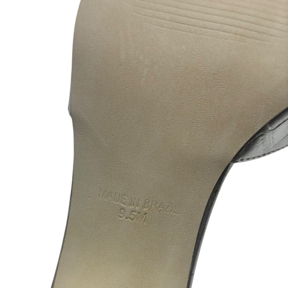 Steve Madden Silver Alaya Heeled Metallic Mules Size 9.5 CrocEmbossed Leather - Picture 8 of 9